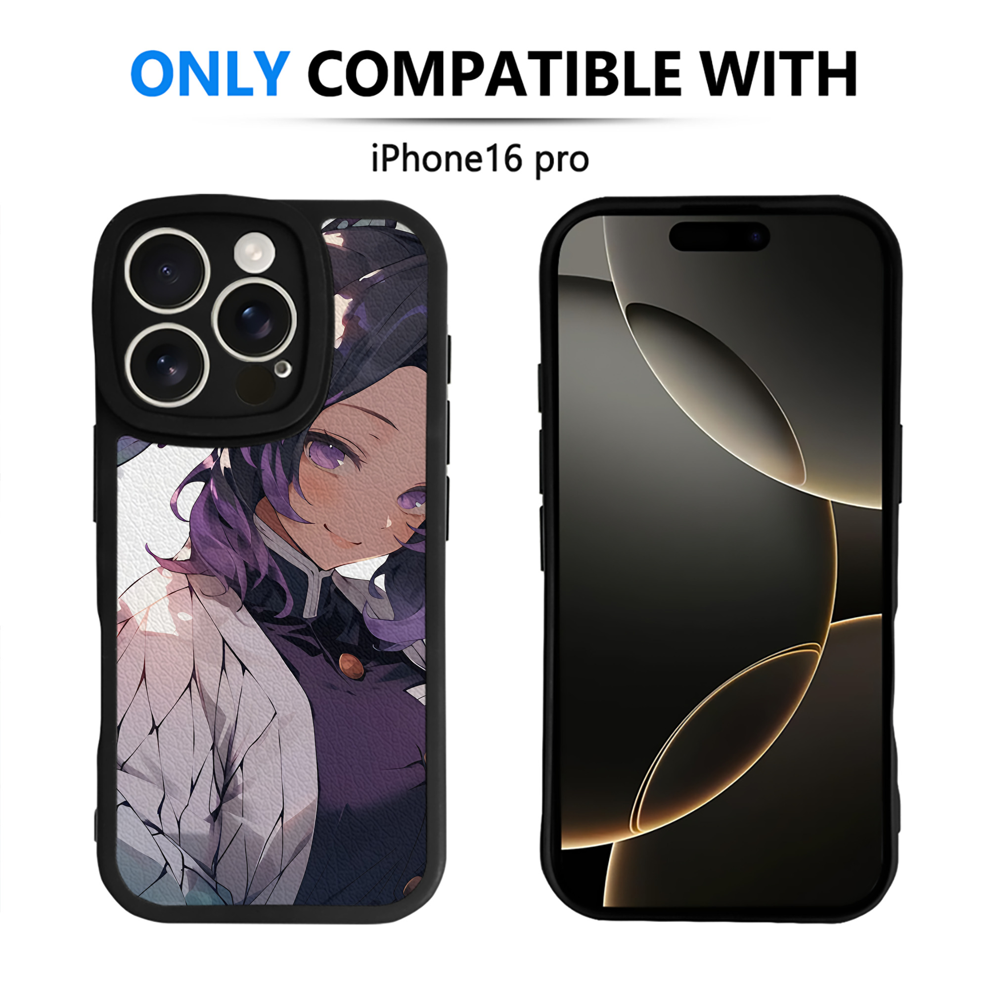 （画像用） 鬼滅の刃（きめつのやいば）蟲柱-胡蝶 しのぶ／こちょう しのぶ Kochou Shinobu 【iPhone 16シリーズ対応】シリコンスマホケース（レザー調） 材質：シリコン